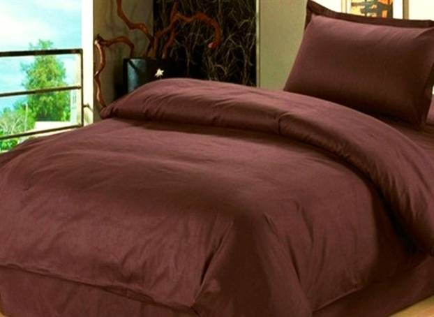Цветное постельное белье - Премиум сатин (темно-коричневый) 1,5 спальное
