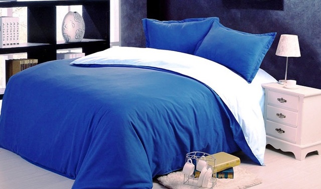 Двустороннее постельное белье "Синее+Белое" 1,5 спальное